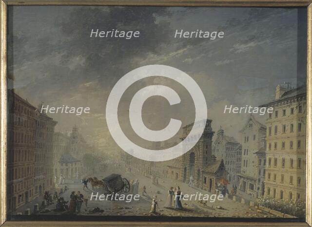 Porte Saint-Martin and the boulevard, current 10th arrondissement, between 1801 and 1850. Creator: Jean Francois Lebelle.