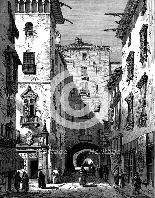 Sketches in Spain: a street of Barcelona, 1873. Creator: William James Palmer.