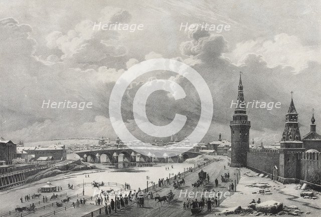 View of the Moscow Kremlin and the Kamenny Bridge (Greater Stone Bridge), 1825.