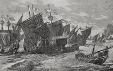 Naval battle in front of Alghero between Catalans, Venetians, Genoese and Sardinians, 1890. Creator: Joan Serra y Pausas.