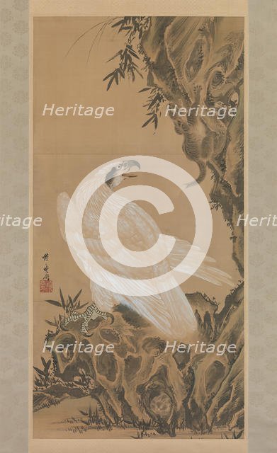 White Eagle Eyeing a Mountain Lion, 1885. Creator: Kawanabe Kyosai.