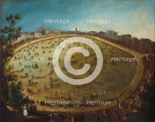 Horse races at the Prato della Valle in Padua, Mid of the 18th cen.. Creator: Fossati, Giorgio (1706-1778).