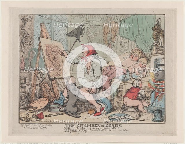 The Chamber of Genius, April 2, 1812., April 2, 1812. Creator: Thomas Rowlandson.