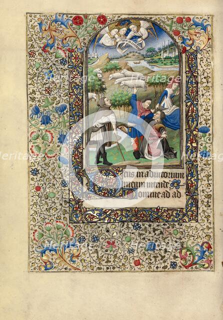 The Annunciation to the Shepherds; Book of Hours, about 1440-1450. Creator: Workshop of the Bedford Master.