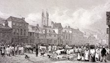 Smithfield Market, London, c1830. Artist: George Cooke