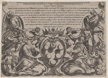 Frontispiece to 'The Battles of the Old Testament' with the arms of the Medici Crowned by ..., 1660. Creator: Antonio Tempesta.