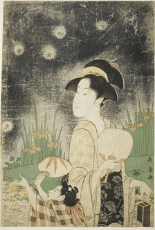 Catching Fireflies, Mid-1790s. Creator: Eishosai Choki.