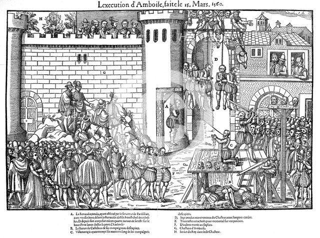 Execution of conspirators at Amboise, French Religious Wars, March 1560 (1570). Artist: Jacques Tortorel