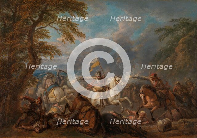 Fight between Horsemen, 1717. Creator: Pieter van Bloemen.