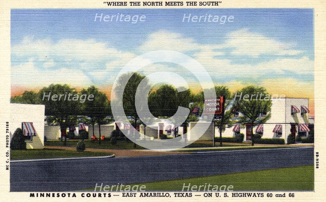 Minnesota Courts motel, East Amarillo, Texas, USA, 1949. Artist: Unknown