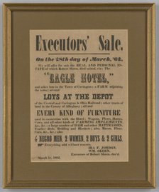 Broadside for the estate sale of Robert Skeen including ten enslaved people, March 18, 1862. Creator: Unknown.