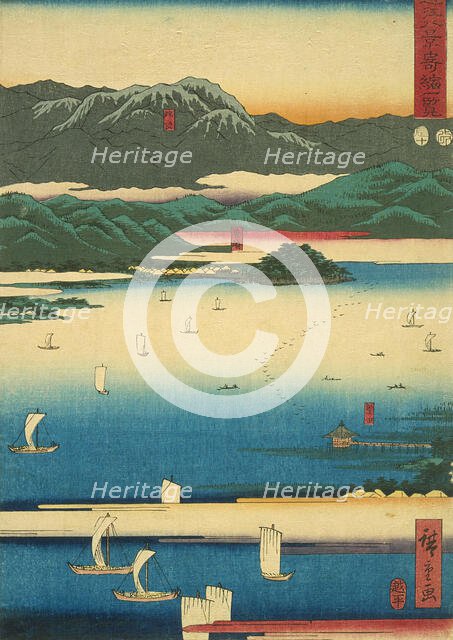 Eight Views of Omi: Miidera, Ishiyama, Seta (image 3 of 3), 1856. Creator: Ando Hiroshige.