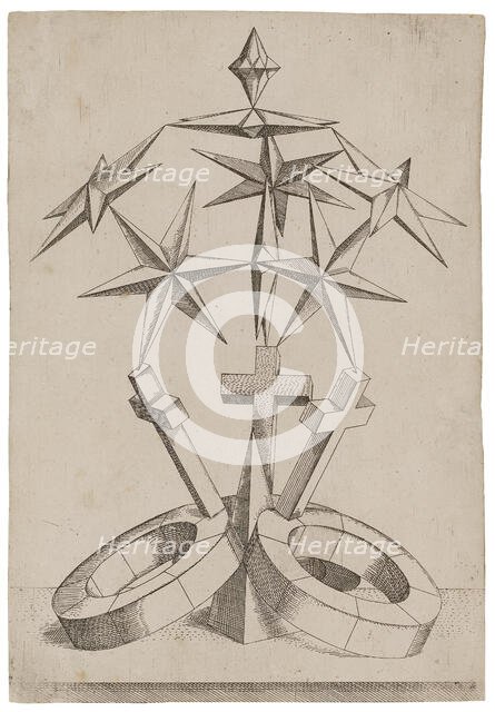 Perspective of Seven Stars Balanced on Three Crosses, 1567. Creator: Zündt, Mathis (1498-1572/81).