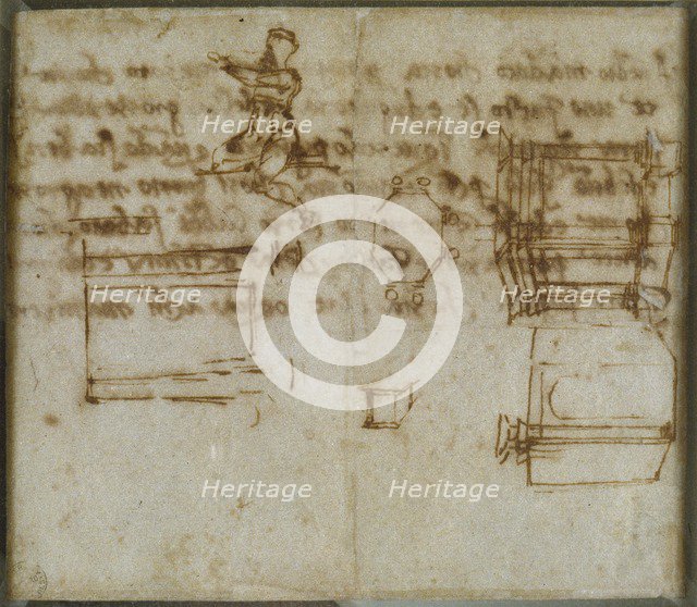Slight Sketches of Architecture and a small Figure Study, late 15th-early 16th century. Artist: Michelangelo Buonarroti.