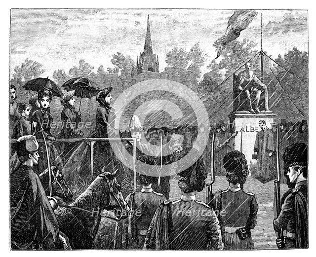 Queen Victoria unveiling the statue of Prince Albert at Aberdeen, 19th century. Artist: Unknown