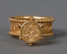 Gold Signet Ring with Virgin and Child, Byzantine, 6th-7th century. Creator: Unknown.