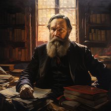 AI IMAGE - Portrait of Friedrich Engels studying, late 19th century, (2023).  Creator: Heritage Images.