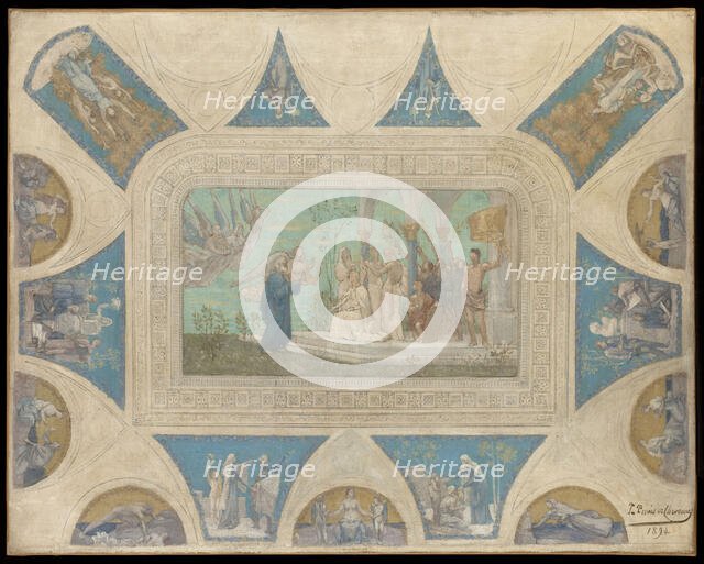 Esquisse pour l'Hôtel de Ville de Paris : Hommage de la Ville de Paris à Victor Hugo, 1894. Creator: Pierre Puvis de Chavannes.