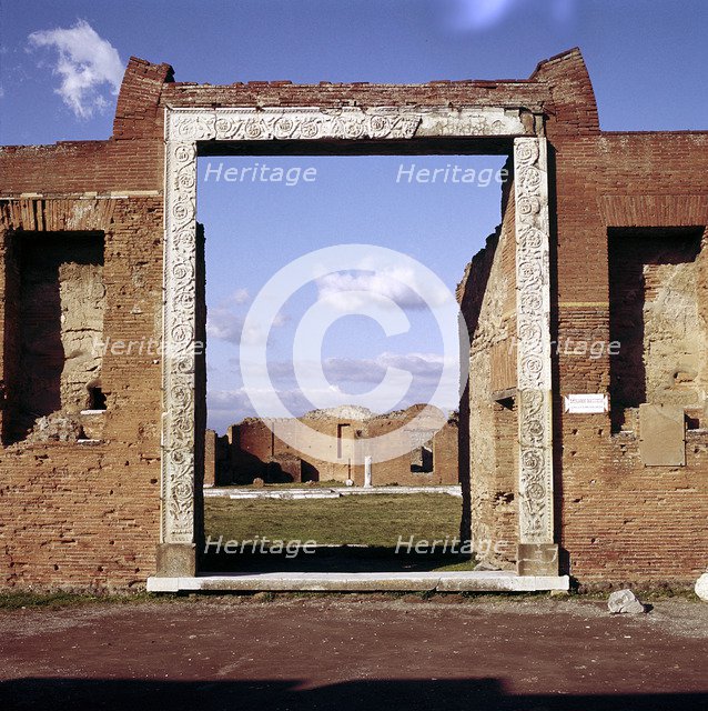 Doorway of the Building of Eumachia in the Forum, Pompeii, Italy. Creator: Unknown.