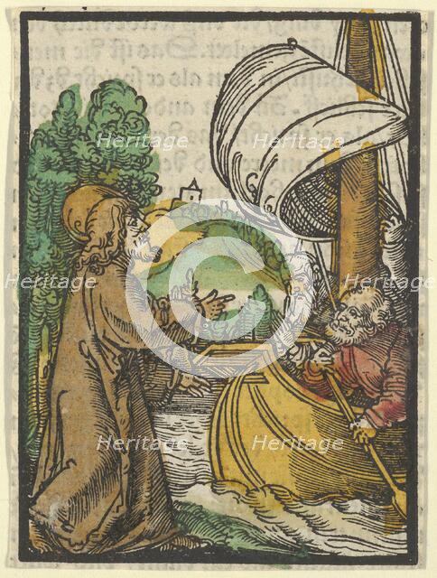 Christ Calming the Storm on Lake Tiberias, from Das Plenarium, 1517. Creator: Hans Schäufelein the Elder.