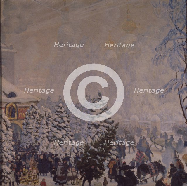 Christmas Market, 1918. Artist: Kustodiev, Boris Michaylovich (1878-1927)