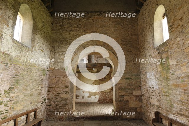 Interior of Odda's Chapel, Deerhurst, Gloucestershire, 2010.