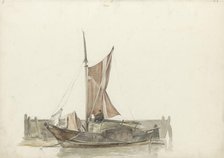 Man aboard a sailing boat, 1797-1838. Creator: Johannes Christiaan Schotel.