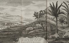 Battle of Otumba, (7th July 7, 1520): Cortés' forces descending into the valley where the... 1771.  Creator: Unknown.