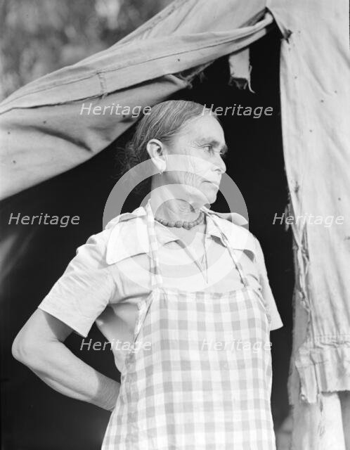 Migratory woman, Greek, living in a cotton camp near Exeter, California, 1936. Creator: Dorothea Lange.