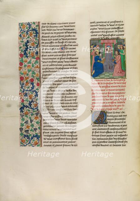 John of Gaunt Receiving the Messenger of the Duke of Berry, c1390s; about 1480-1483 Creator: Master of the Copenhagen Caesar.