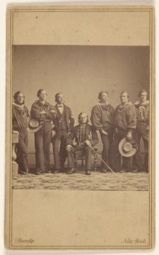 Group of military personnel, one being seated, about 1862. Creator: Mathew Brady.