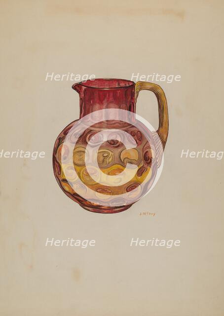 Pitcher (Amberina), c. 1941. Creator: Joseph Mitry.