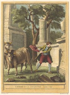 L'homme et la couleuvre (Man and the Snake), published 1759. Creator: Benoit-Louis Prevost.
