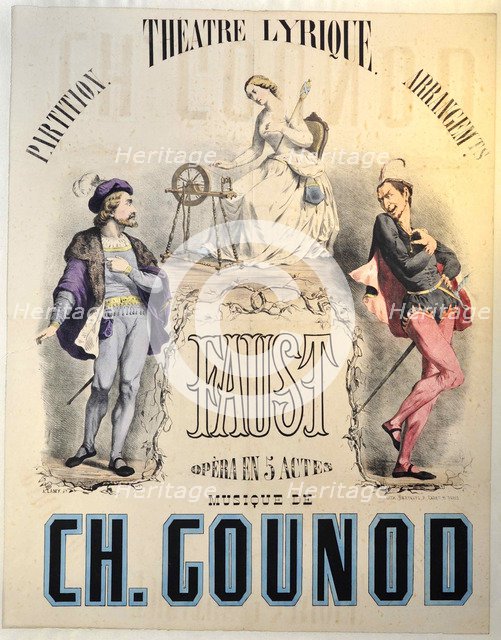 Premiere Poster for the opera Faust by Charles Gounod at the Théâtre Lyrique, March 19, 1859, 1859