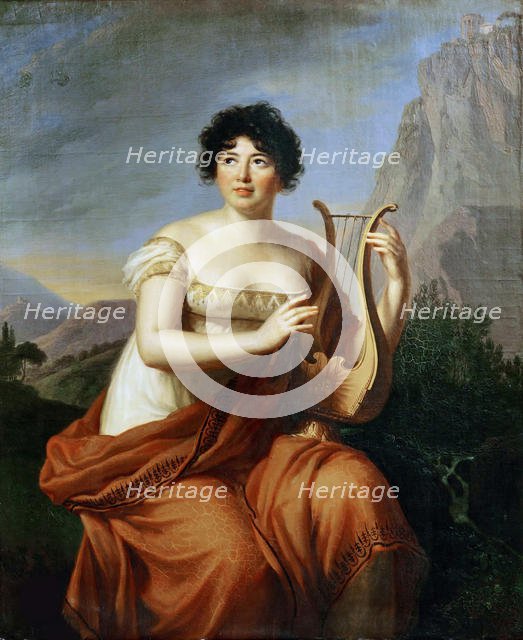Portrait of the author Baronne Anne Louise Germaine de Staël (1766-1817) as Corinne, 1807. Creator: Vigée Le Brun, Louise Élisabeth (1755-1842).