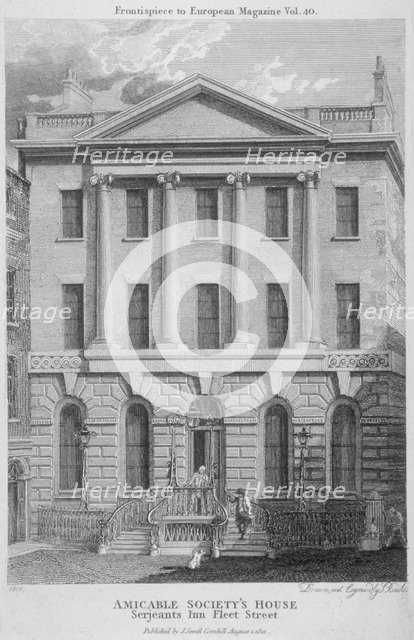 Amicable Society for a Perpetual Assurance Office, Serjeants' Inn, Fleet Street, London, 1801.       Artist: Samuel Rawle