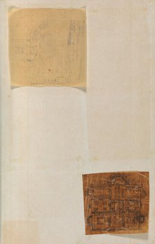 Page from a Scrapbook containing Drawings and Several Prints of Architecture, Int..., ca. 1800-1850. Creators: Workshop of Charles Percier, Workshop of Pierre François Léonard Fontaine.