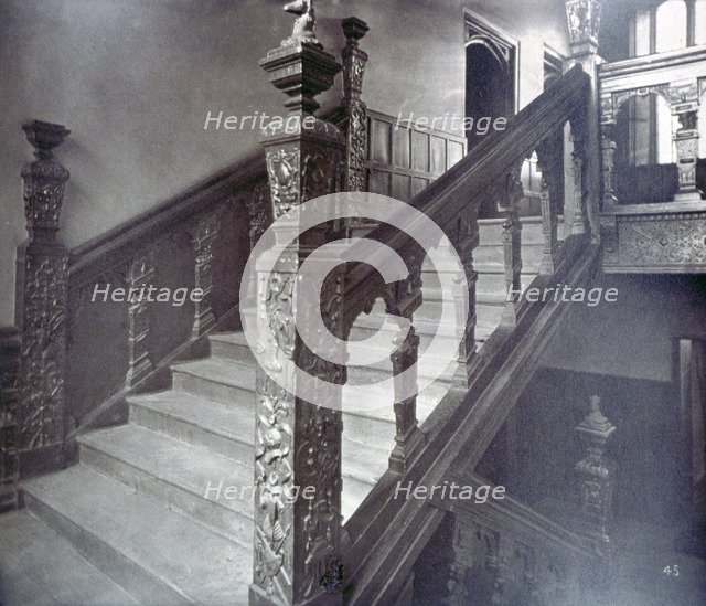 Interior view of the Grand Staircase in Charterhouse, London, 1880.                     Artist: Henry Dixon