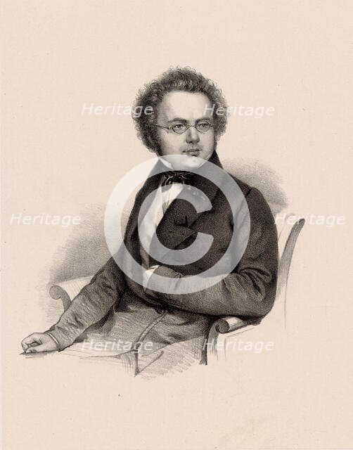 Portrait of Franz Schubert (1797-1828), c 1840. Creator: Hoffmann, Rudolf (1820-1882).
