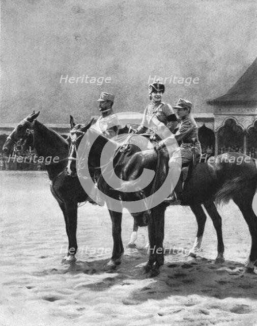 'Les souverains de Roumanie et leur second fils, le prince Nicolas', 1916 Creator: MA Dancovici.