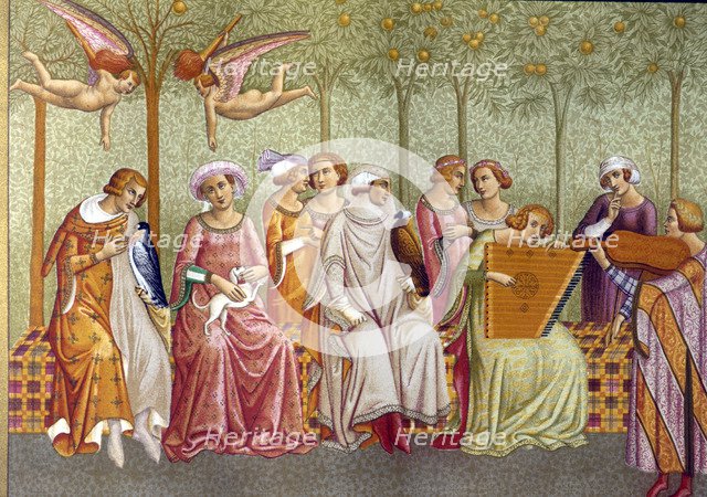 Dream of Life', detail of the mural 'Triumph of Death', painting in the Cloister Cemetery of Pisa…