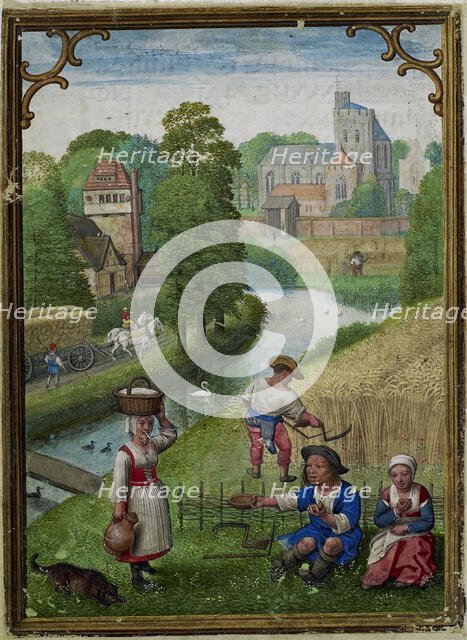 The Hours of Hennessy (Hours of Notre-Dame). Labors of the Months: August, c1530. Creator: Bening, Simon, (Workshop) (ca 1483-1561).