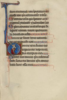 Initial D: David Kneeling in Prayer; Bute Psalter, text and illumination about 1285. Creator: Bute Master.