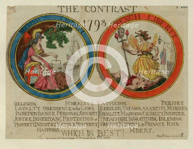 The Contrast 1793. British Liberty. French liberty. Which is best? , 1793. Creator: Rowlandson, Thomas (1756-1827).
