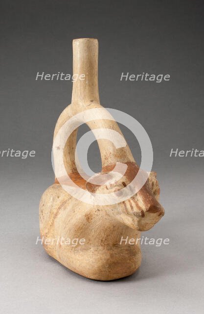 Stirrup Spout Vessel in Form of a Resting Feline, 100 B.C./A.D. 500. Creator: Unknown.