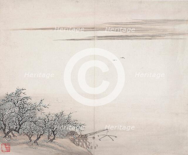 Fisherman by Plum Trees, c1786-1836. Creator: Gu Haoqing.