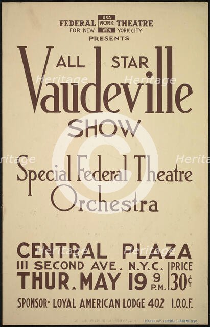 Vaudeville Show, New York, [1930s]. Creator: Unknown.