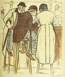At the Bar, from Gil Blas Illustre, pub. 1899 (colour lithograph), 1899. Creator: Theophile Alexandre Steinlen (1859 - 1923).