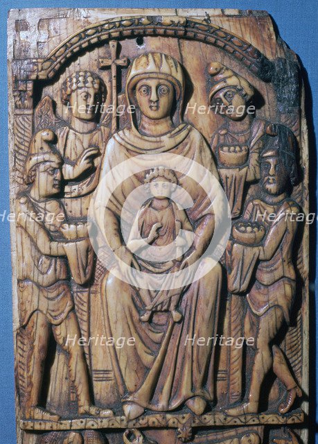 Ivory panel of the adoration of the magi, 6th century. Artist: Unknown