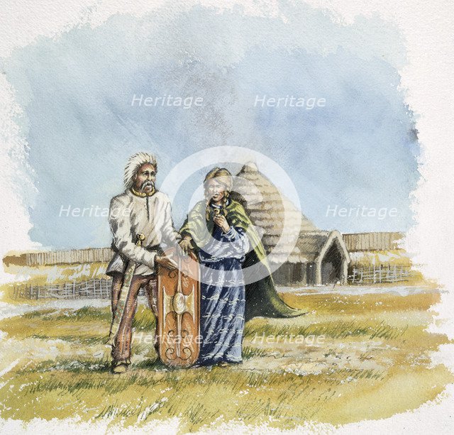 Iron Age Man and Woman, c400BC, (c1990-2010). Artist: Peter Dunn.